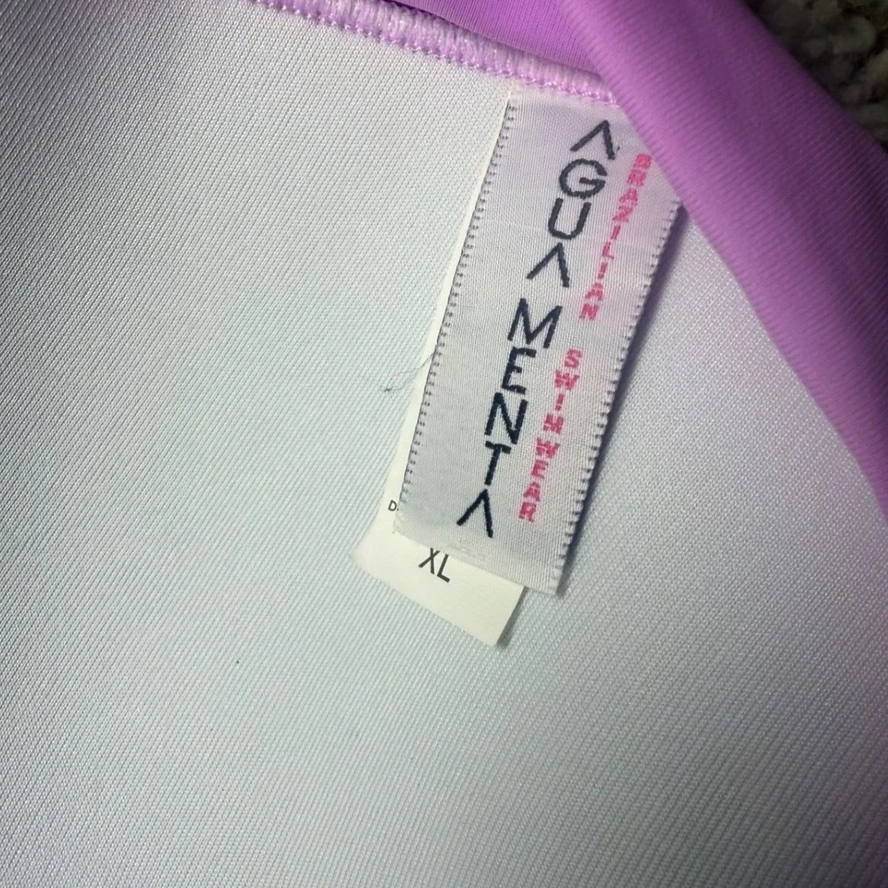 Aqua Menta Designer Swimsuit Women XL Pink Excellent Halter One Piece Ruched Bow
